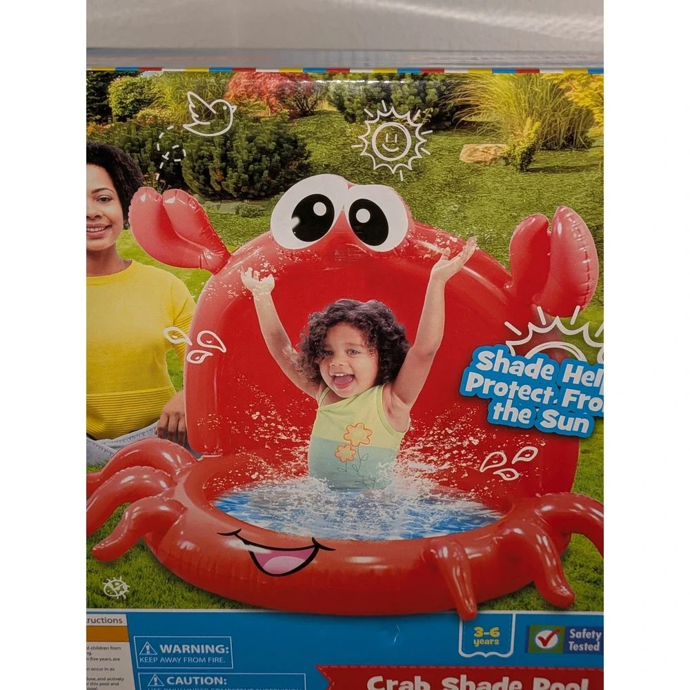 Little Tikes Crab Shade Pool 3-6 Years Easy Set-Up Shallow‎ Inflatable New